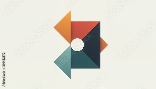 Free Download Geometric logo design with colorful shapes and a central circle on a light background  - GFXLoad