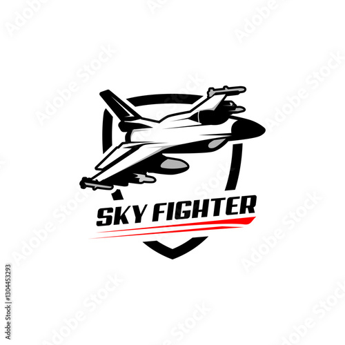military plane fighter jet monochrome logo vector