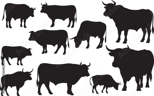 Ox Silhouette on White Background