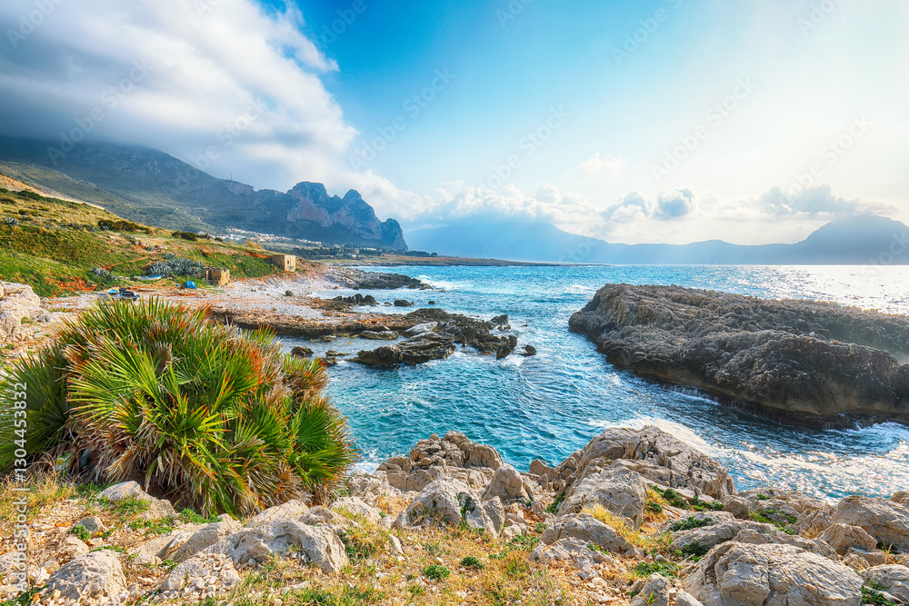 Spectacular seascape of Isolidda Beach near San Vito cape.