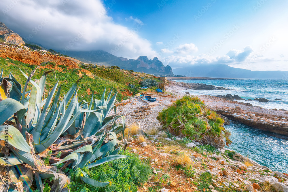 Spectacular seascape of Isolidda Beach near San Vito cape.