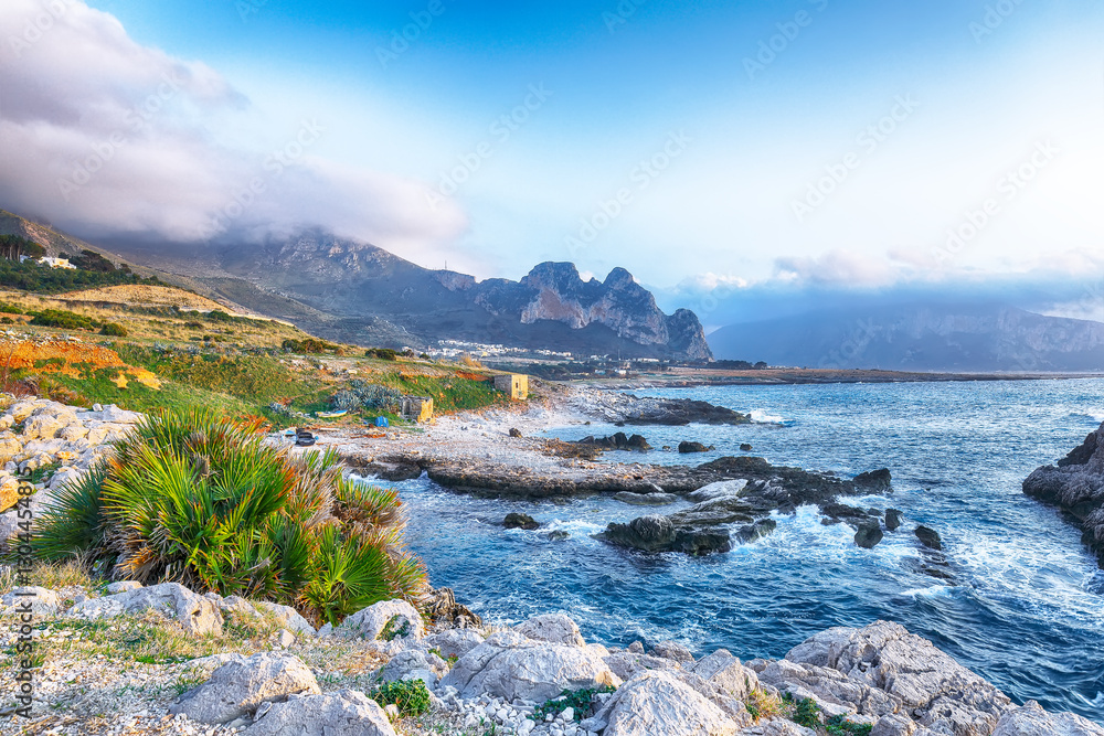 Marvelous seascape of Isolidda Beach near San Vito cape.