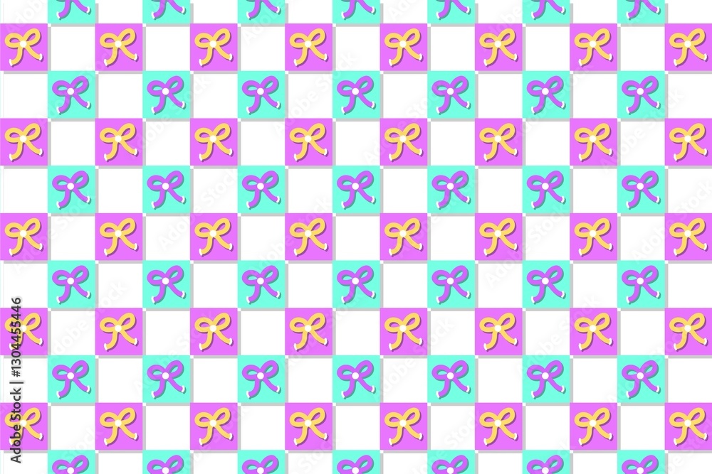 Pink and blue ribbon and squares pattern background. Cute design for wallpaper, textile, print, wrapping paper, print, fabric, art. Pink and blue ribbon and squares pattern background. Cute design for wallpaper, textile, print, wrapping paper, print, fabric, art.
