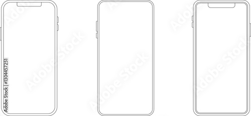 Outline line drawing modern smartphone. Elegant thin stroke line style design vector. Elegant thin line stroke style design smartphone.