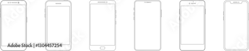 Outline line drawing modern smartphone. Elegant thin stroke line style design vector. Elegant thin line stroke style design smartphone.
