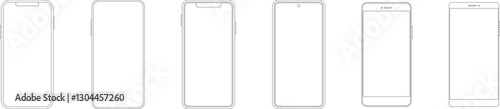 Outline line drawing modern smartphone. Elegant thin stroke line style design vector. Elegant thin line stroke style design smartphone.