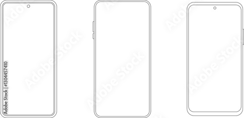 Outline line drawing modern smartphone. Elegant thin stroke line style design vector. Elegant thin line stroke style design smartphone.