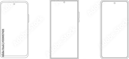 Outline line drawing modern smartphone. Elegant thin stroke line style design vector. Elegant thin line stroke style design smartphone.