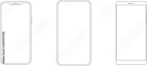 Outline line drawing modern smartphone. Elegant thin stroke line style design vector. Elegant thin line stroke style design smartphone.