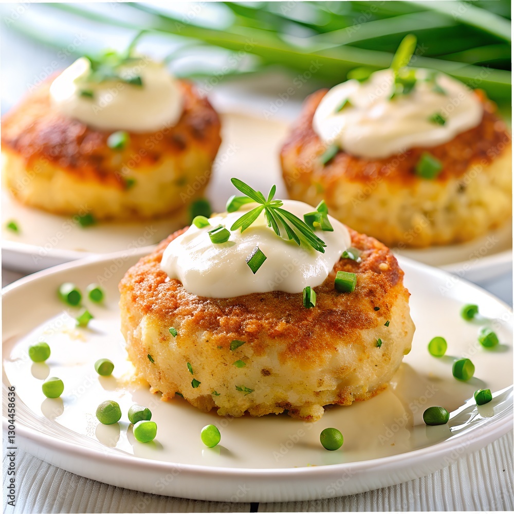 Crab Cakes with Golden Brown Crust & Creamy Sauce Crab Cakes with Golden Brown Crust & Creamy Sauce