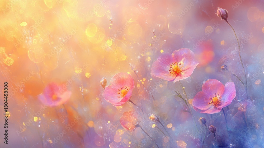 abstract background with soft focus on meadow flowers and golden light, natural and scenic, calming and detailed, minimalist design abstract background with soft focus on meadow flowers and golden light, natural and scenic, calming and detailed, minimalist design