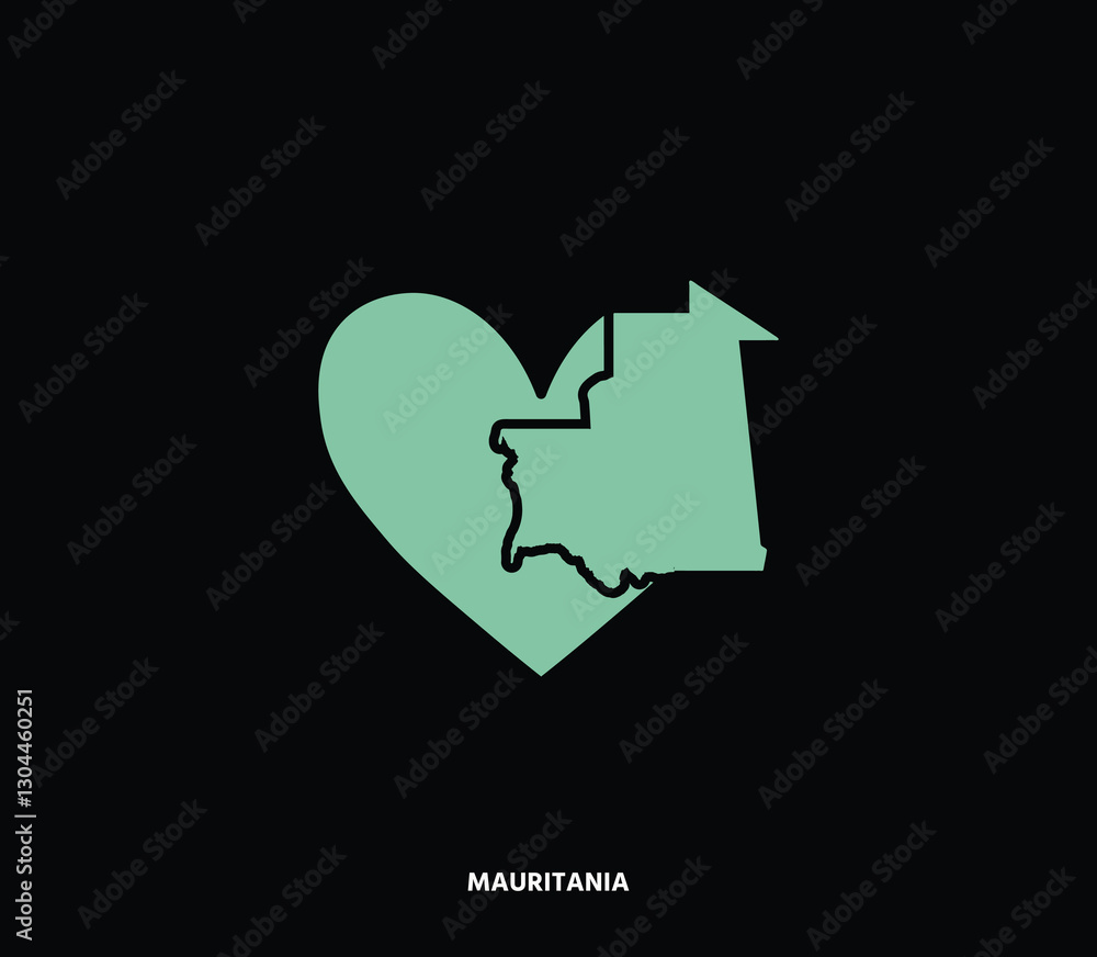 A heart-shaped Mauritania map, representing deep cultural pride. Perfect for travel, history, and heritage projects. A heart-shaped Mauritania map, representing deep cultural pride. Perfect for travel, history, and heritage projects.