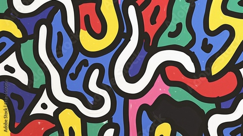 A playful mix of primary and secondary colors: red, blue, yellow, green, pink, and purple.