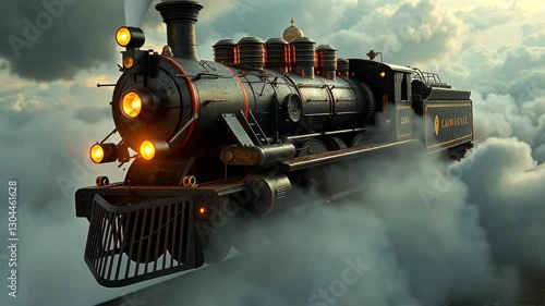 Ride on a fantastic vintage steam locomotive through the clouds
The concept of nostalgia, travel, and the magic of fantasy, transportation, and the fabulous