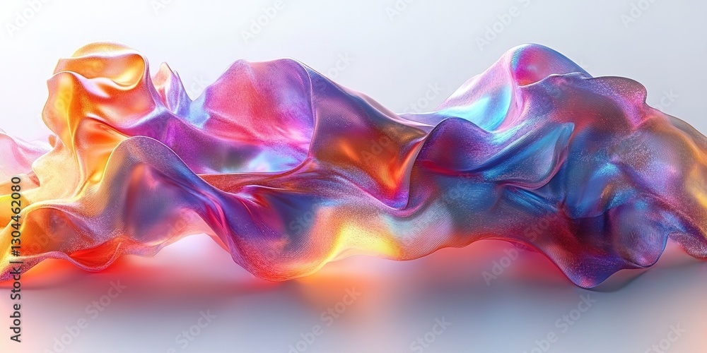 Obraz premium Colorful silk-like fabric flowing gently in a soft light, creating a mesmerizing wave effect