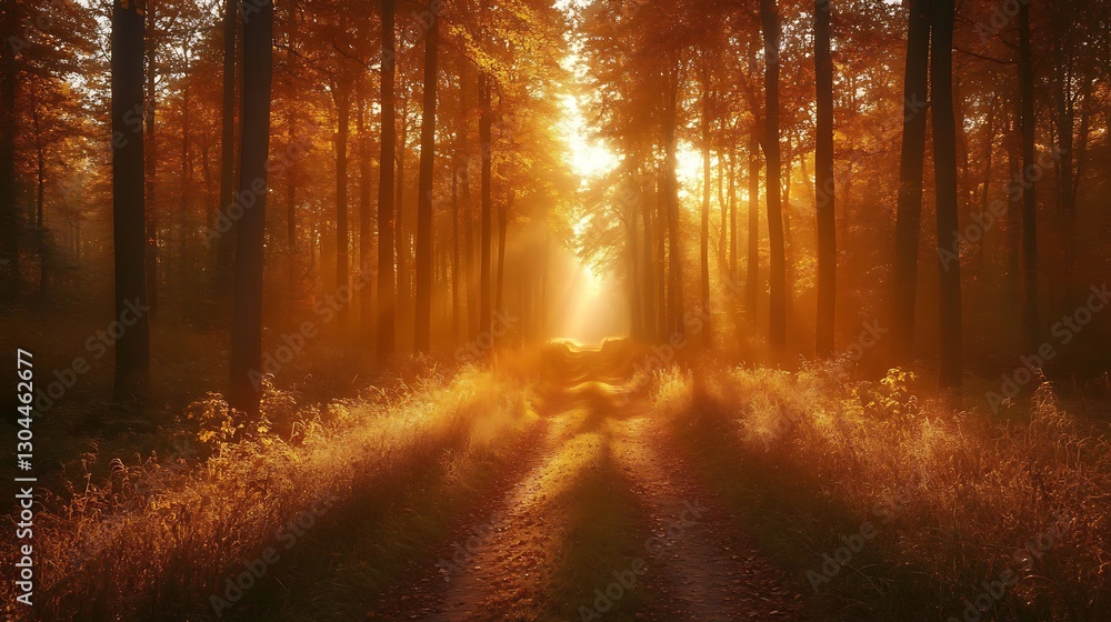 Fototapeta premium Forest Path Sunlight Glow