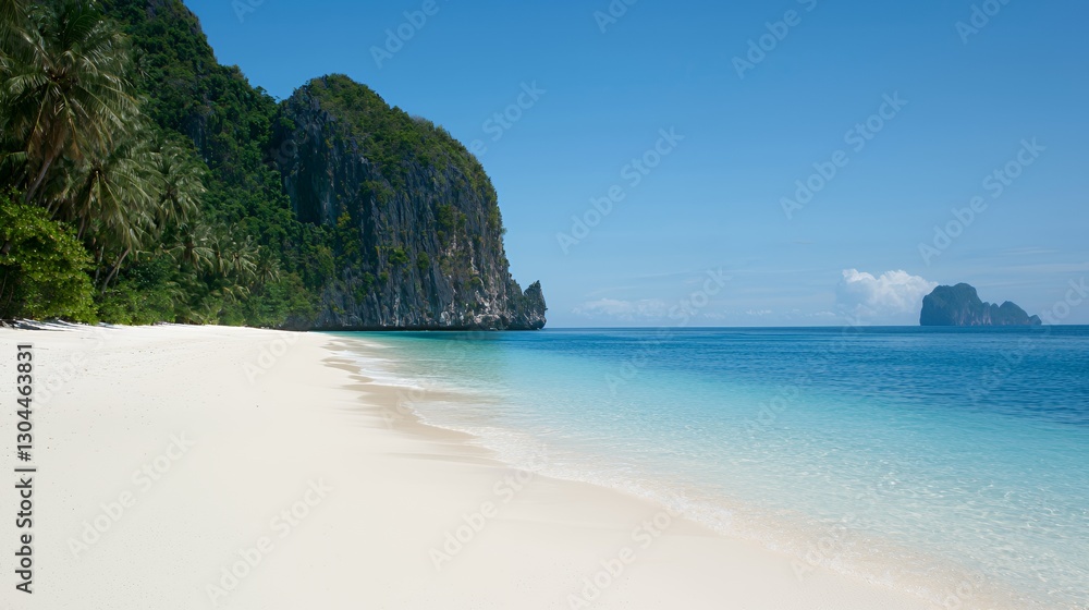 Serene Tropical Beach with White Sand and Turquoise Water Serene Tropical Beach with White Sand and Turquoise Water