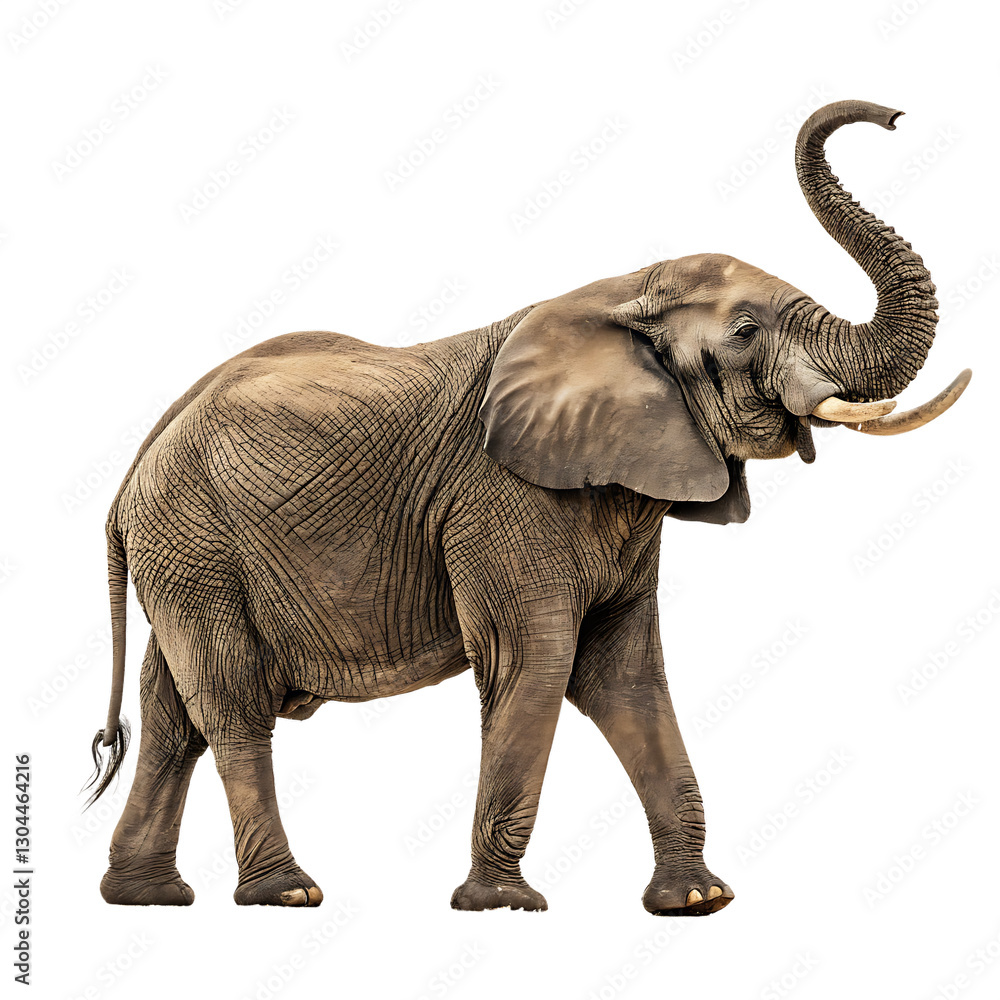 Obraz premium Majestic Elephant, Isolated on White Background