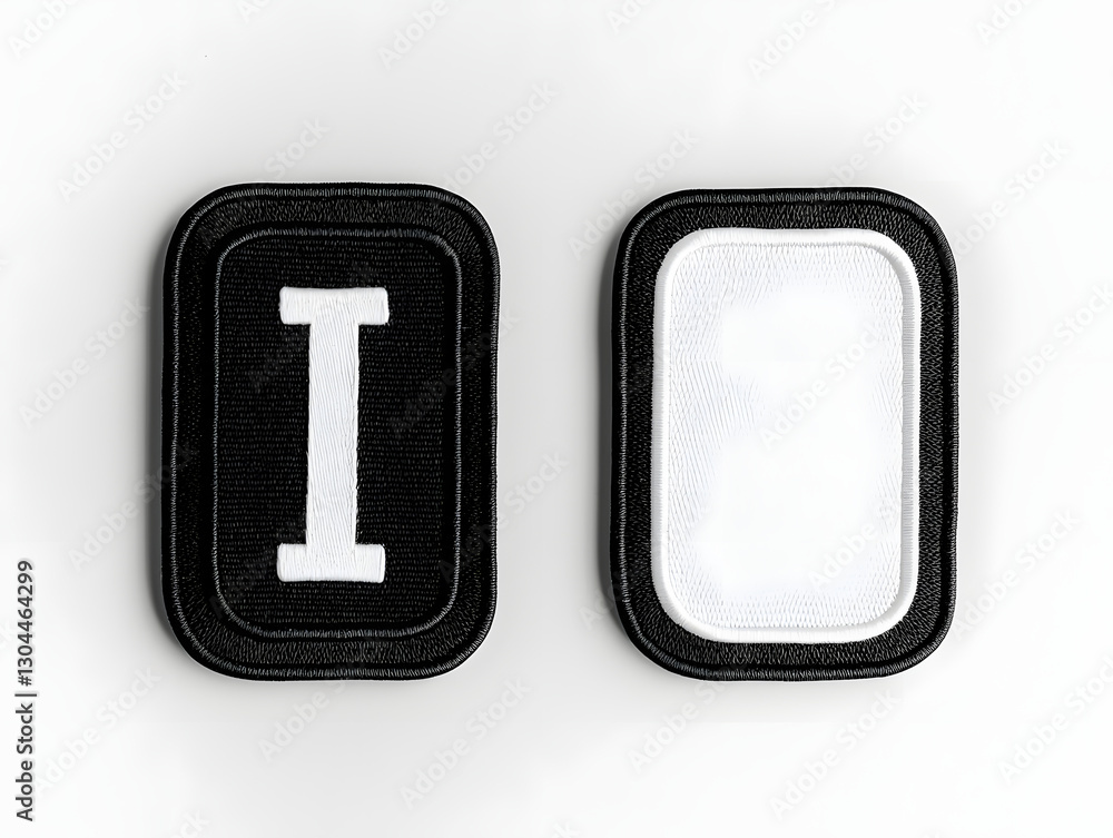 Minimalist Black and White Letter I Embroidered Patch Mockup Minimalist Black and White Letter I Embroidered Patch Mockup