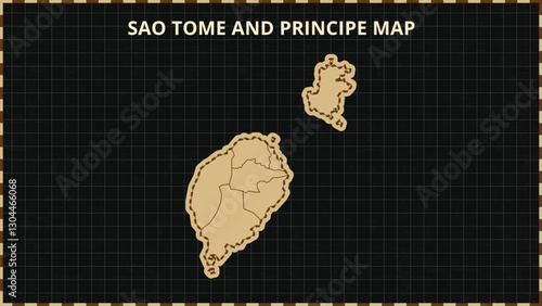 A Map highlighting Sao Tome and Principe Map, Sao Tome and Principe modern map with Gold and Black Color Hi detailed Vector, geographical borders, Sao Tome and Principe Map Vector Illustration