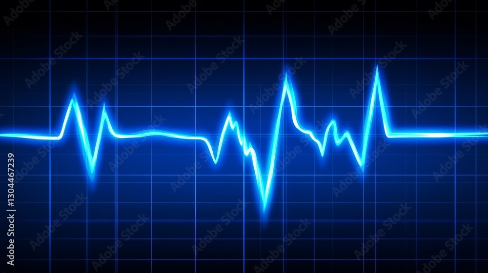 Cyan Heartbeat Line on a Dark Blue Grid Background A Vector Art Illustration of Vibrant Health Cyan Heartbeat Line on a Dark Blue Grid Background A Vector Art Illustration of Vibrant Health