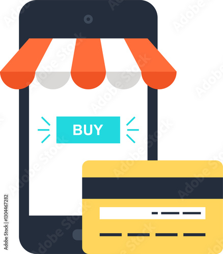 mobile commerce flat web icon concept