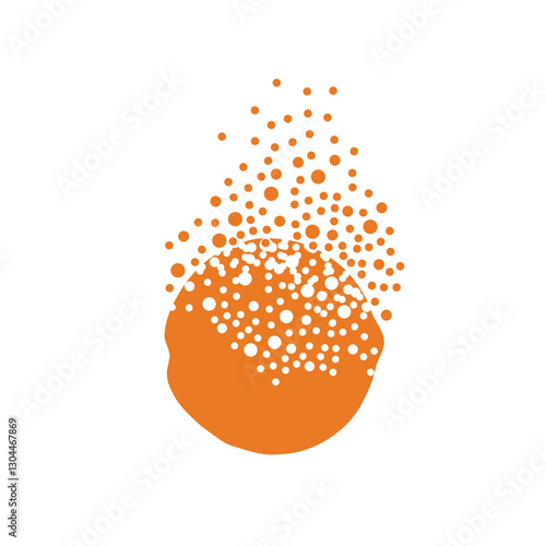 Orange dispersing into a cloud of bubbles