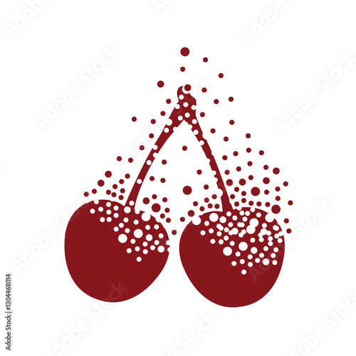 Cherry dispersing into a cloud of bubbles