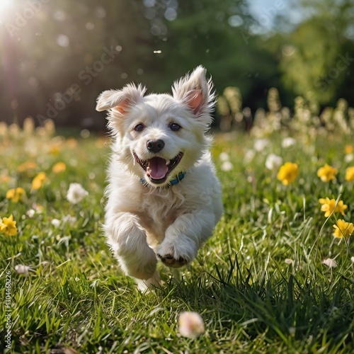 a beautiful Dog playing in ground