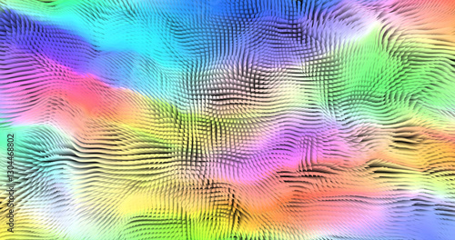 Colorful abstract texture created with Gradient flow and 3D structure imitate the movement of liquid or wind. Vibrant colors, volumetric waves and digital noise create a sense of depth and dynamics
