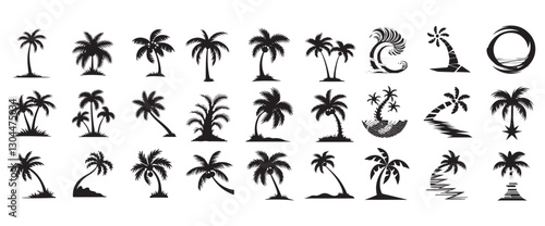 Highly Detailed Tree Silhouettes  Tree SilhouettesEven More Ultimate Tree collection, 27detailed, different tree vectors Set of palm trees silhouette