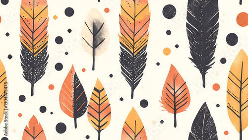 Feathers and Leaves Pattern