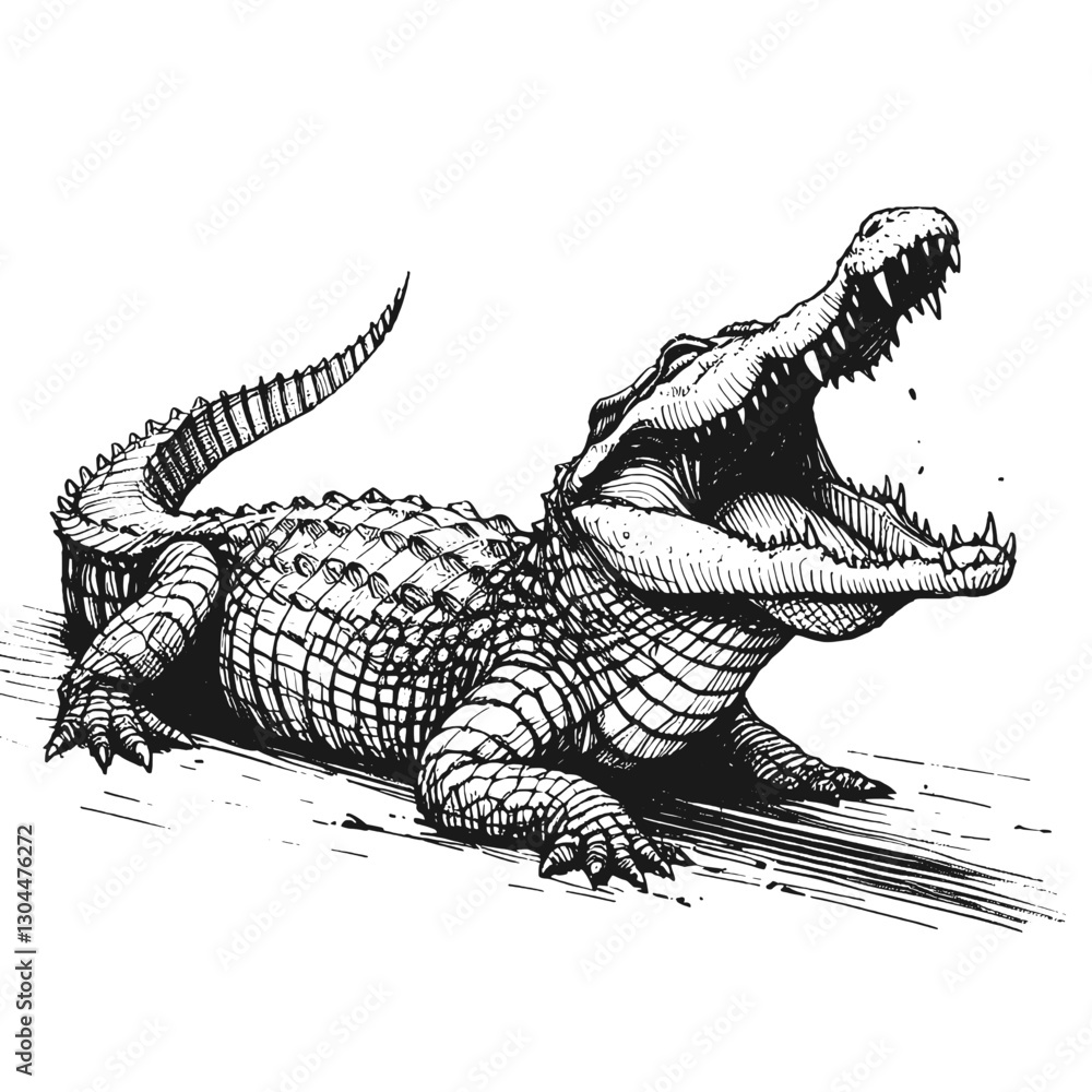 Alligator laugh line art drawing ink sketch vector hand drawn illustration background from chirps to guffaws how animals express joy