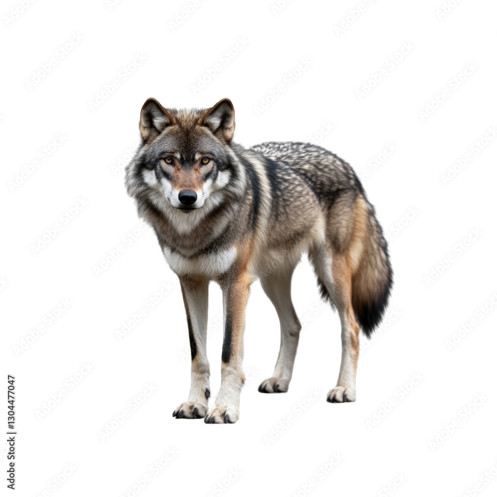 Wolf appears in a poised position against a transparent backdrop, highlighting its fur texture and striking gaze, embodying wild elegance. Wolf appears in a poised position against a transparent backdrop, highlighting its fur texture and striking gaze, embodying wild elegance.