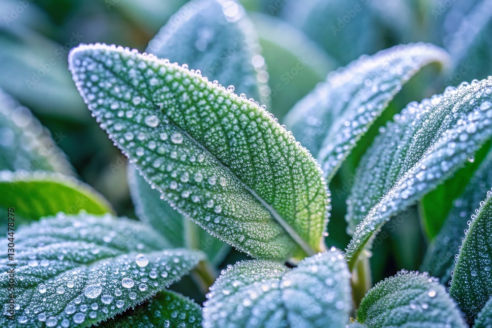 Close-up of Silver Sage (Salvia argentea) Leaf with Dew Drops - Double Exposure Photography Close-up of Silver Sage (Salvia argentea) Leaf with Dew Drops - Double Exposure Photography