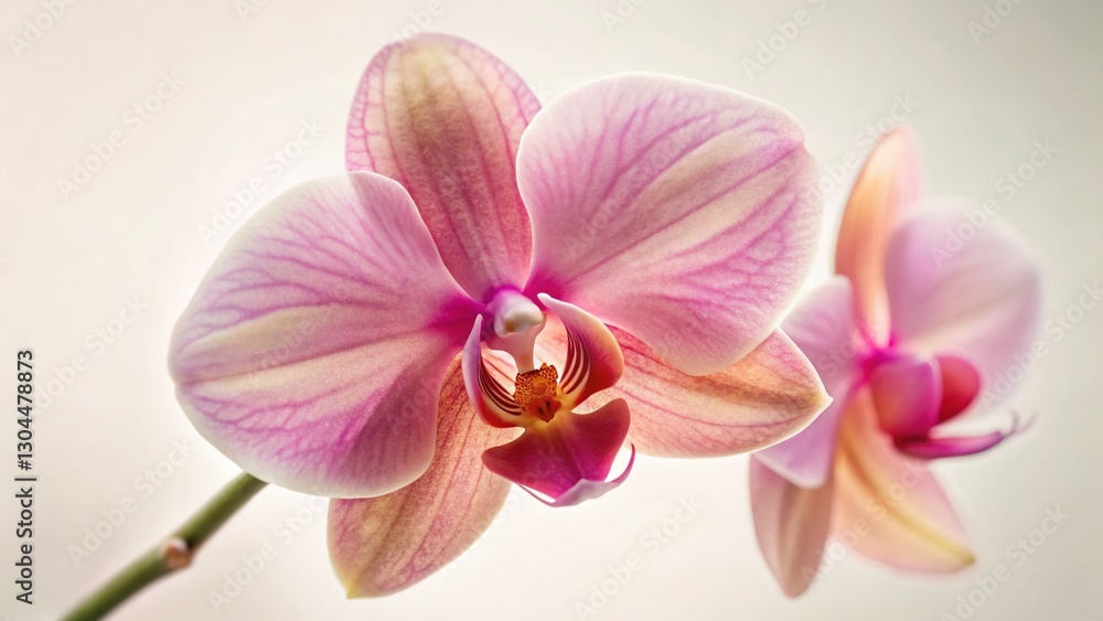 Close-up Phalaenopsis Orchid Blooms, Delicate Pink Petals, Macro Food Photography Close-up Phalaenopsis Orchid Blooms, Delicate Pink Petals, Macro Food Photography