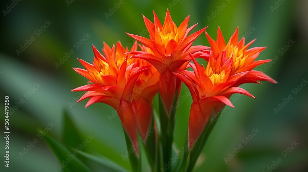 Vibrant Red and Orange Star-Shaped Flowers Closeup Vibrant Red and Orange Star-Shaped Flowers Closeup