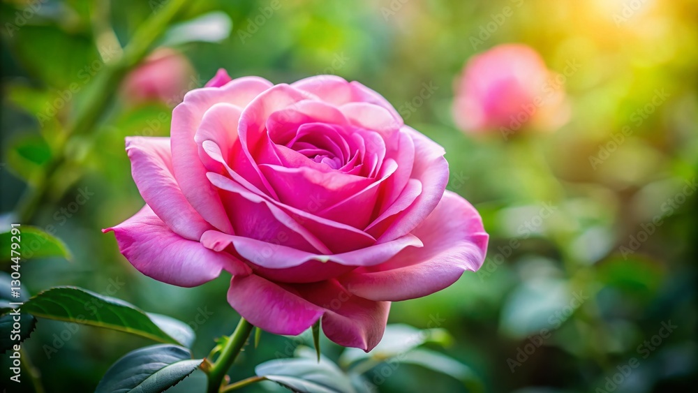 Close-Up Pink Rose, Soft Focus Garden Background, Beautiful Floral Bloom, Nature Photography Close-Up Pink Rose, Soft Focus Garden Background, Beautiful Floral Bloom, Nature Photography