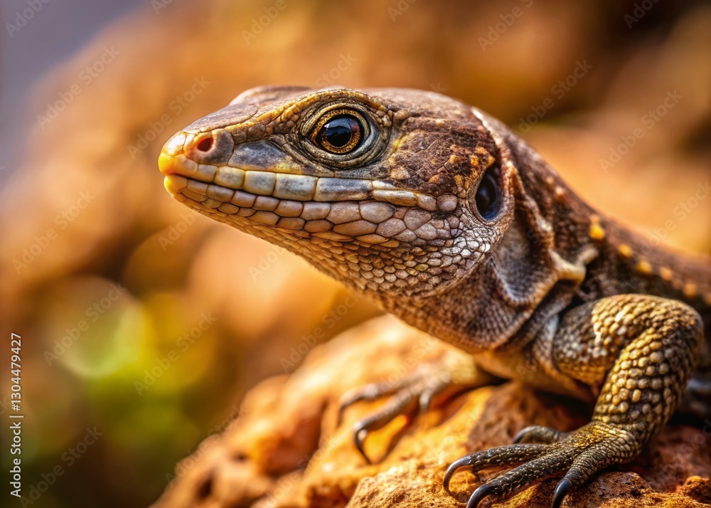 Close-up Portrait of a Brown Lizard on a Rock Close-up Portrait of a Brown Lizard on a Rock