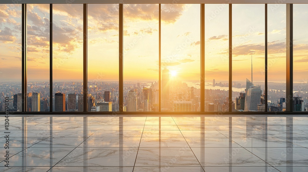Fototapeta premium The modern urban landscape of downtown is characterized by sleek skyscrapers, whose window glass reflects daylight, creating a suitable background for business and finance-themed wallpapers