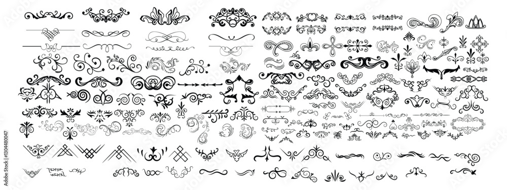 Fototapeta premium Hand drawn dividers and decorative separators. Divider clipart for wedding design and text decor 