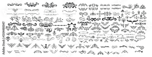 Hand drawn dividers and decorative separators. Divider clipart for wedding design and text decor
