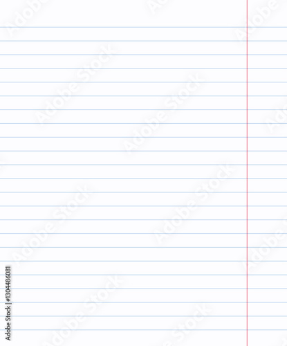 Notebook sheet paper blue lined with margin editable stroke. Vector