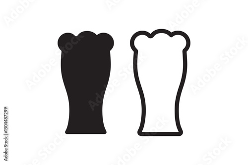 beer glass black color vector silhouette illustration isolated in white background