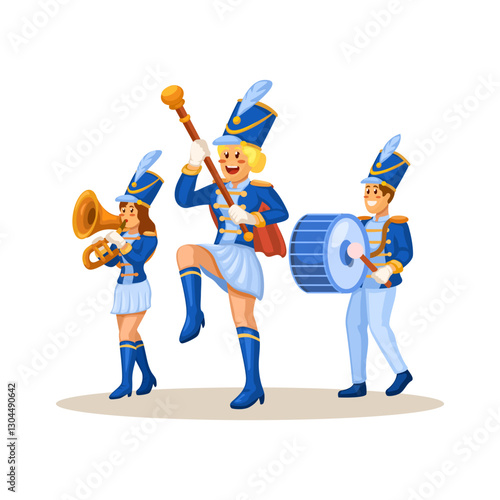 Marching Band Cartoon Illustration Vector