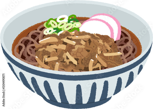 肉そばのイラスト