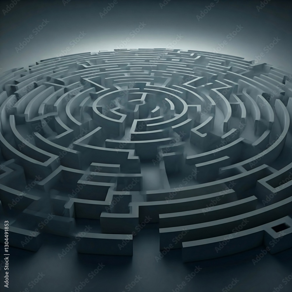Three-Dimensional Circular Maze with Shadowed Detail