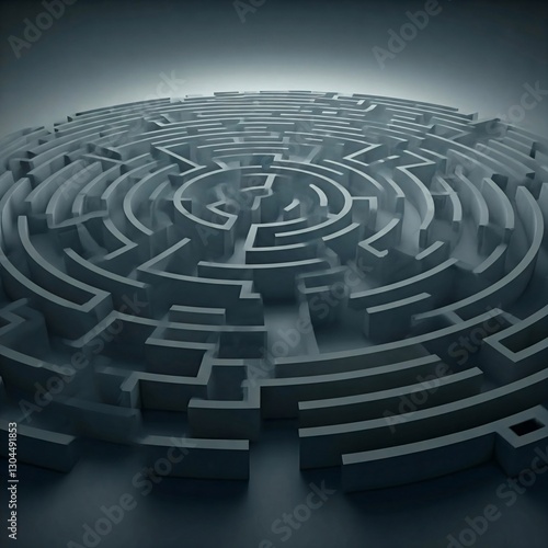 Wallpaper Mural Three-Dimensional Circular Maze with Shadowed Detail Torontodigital.ca