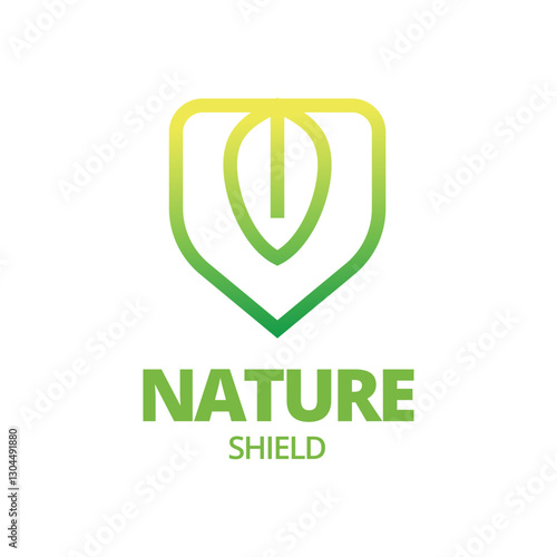 Eco shiled logo template illustration. Shield Leaf Logo Template