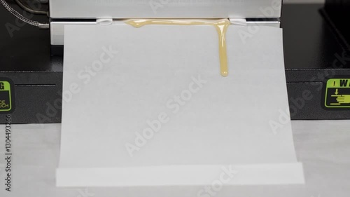 Fresh Frozen Live Rosin Being Pressed, Over The Shoulder View